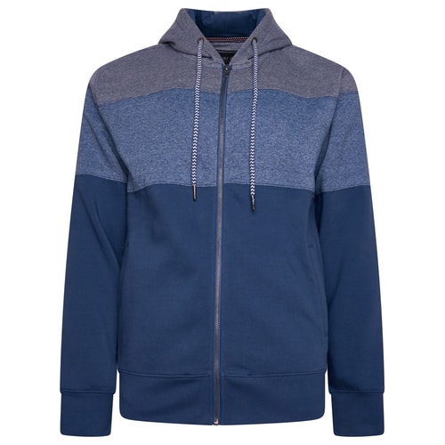 KAM Marl Colour Block Hoody Vintage Indigo